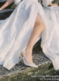 GABRIELLE Ivory Slingback Wedding Shoes With Pearls