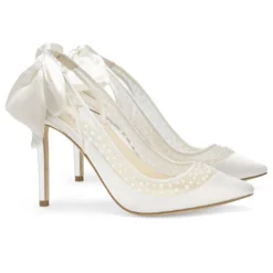 GABRIELLE Ivory Slingback Wedding Shoes With Pearls