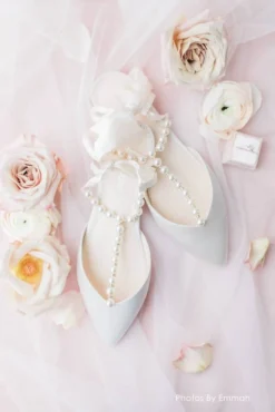 LUCIA Wedding Ivory Pearl Bridal Shoes With Bow