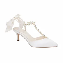 LUCIA Wedding Ivory Pearl Bridal Shoes With Bow