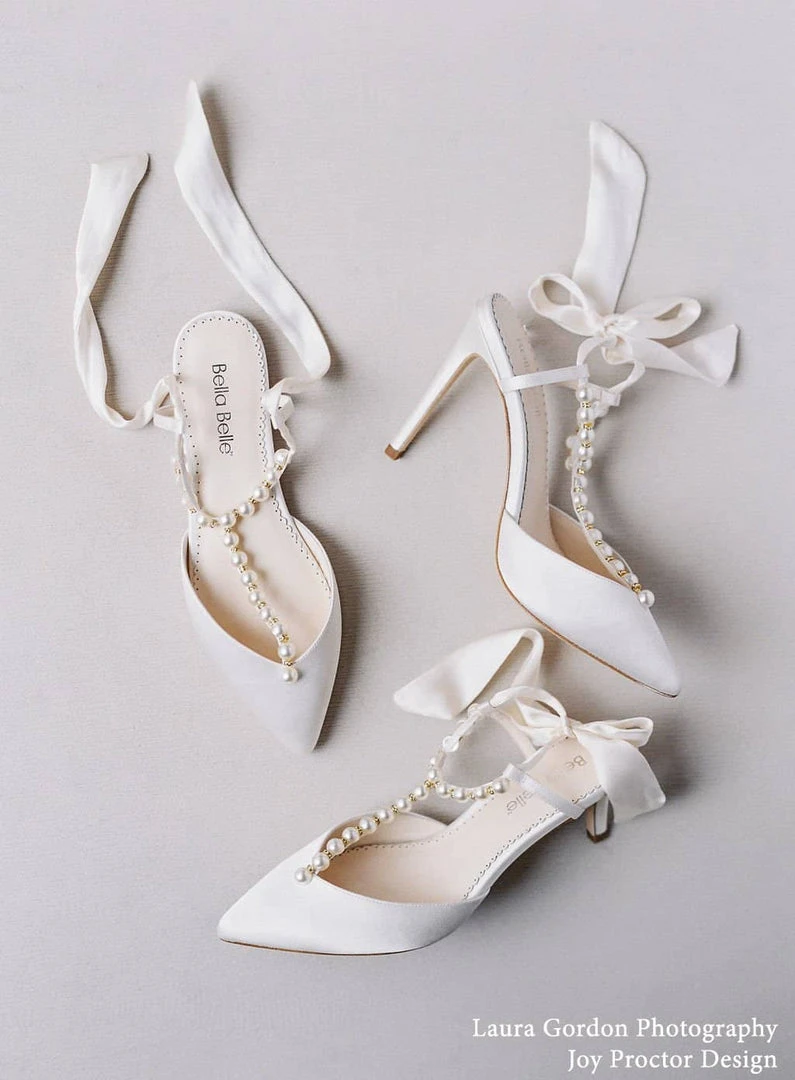 LUCIA Wedding Ivory Pearl Bridal Shoes With Bow 9 LUCIA Wedding Ivory Pearl Bridal Shoes With Bow