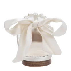 LULU Pearls And Crystal Ivory Bow Wedding Flats