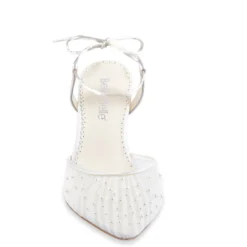 ELENA Wedding Pleated Tulle Pearl Kitten Heels