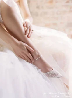 ELENA Wedding Pleated Tulle Pearl Kitten Heels