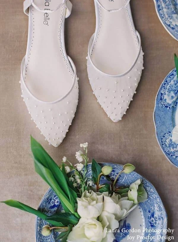 CARINA Pleated Tulle Pearl Flats For Wedding 2 CARINA Pleated Tulle Pearl Flats For Wedding