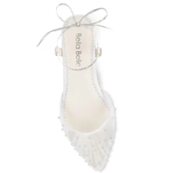 CARINA Pleated Tulle Pearl Flats For Wedding 14 CARINA Pleated Tulle Pearl Flats For Wedding