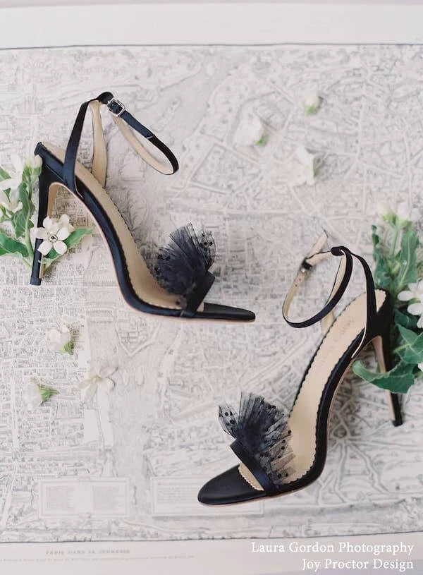 BRIDGET BLACK Wedding Sandals Tulle Stiletto Ankle Strap Heels 2 BRIDGET BLACK Wedding Sandals Tulle Stiletto Ankle Strap Heels