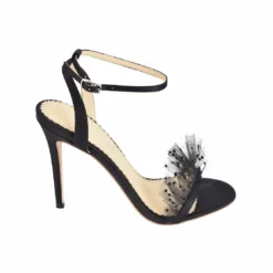 BRIDGET BLACK Wedding Sandals Tulle Stiletto Ankle Strap Heels 12 BRIDGET BLACK Wedding Sandals Tulle Stiletto Ankle Strap Heels