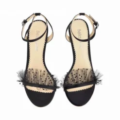 BRIDGET BLACK Wedding Sandals Tulle Stiletto Ankle Strap Heels 14 BRIDGET BLACK Wedding Sandals Tulle Stiletto Ankle Strap Heels