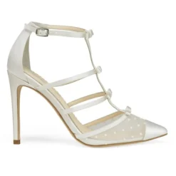 RITA IVORY Polka Dot And Ribbons Wedding Heel