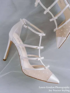 RITA IVORY Polka Dot And Ribbons Wedding Heel