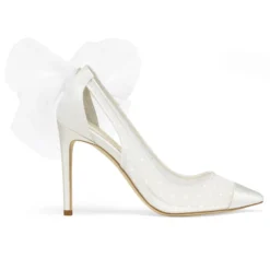MATILDA IVORY Wedding Slingback Pumps Polka Dot High Heels