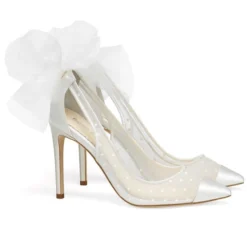 MATILDA IVORY Wedding Slingback Pumps Polka Dot High Heels