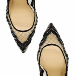 NADIA BLACK Evening Black Mesh Heels Sheer Lace Pumps