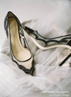 NADIA BLACK Evening Black Mesh Heels Sheer Lace Pumps