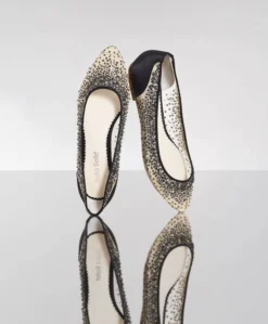 ARIEL BLACK Sequin Black Evening Flats