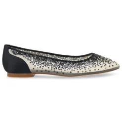 ARIEL BLACK Sequin Black Evening Flats