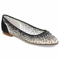 ARIEL BLACK Sequin Black Evening Flats