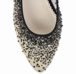 ARIEL BLACK Sequin Black Evening Flats
