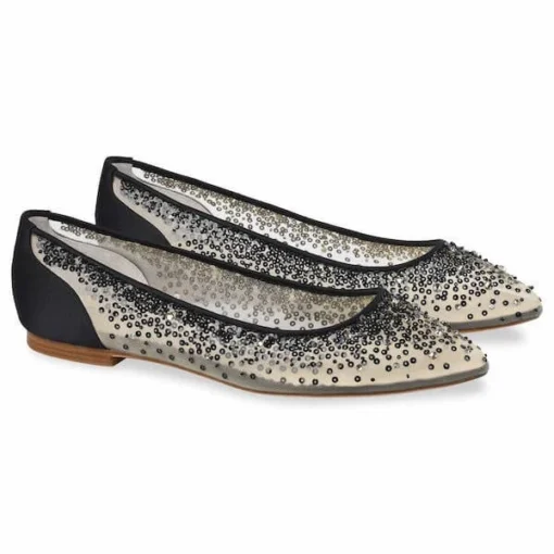 ARIEL BLACK Sequin Black Evening Flats