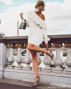 FLORENCE BLACK Black Mesh Heels Crystal Embellished Pumps