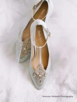ANNALISE BLUE Blue Kitten Heel Wedding Shoes Vintage Bridal Heels