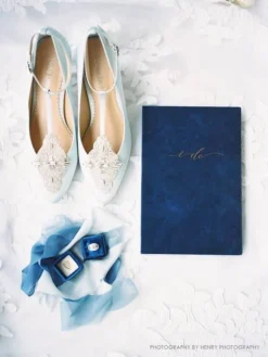 ANNALISE BLUE Blue Kitten Heel Wedding Shoes Vintage Bridal Heels