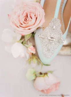 ANNALISE BLUE Blue Kitten Heel Wedding Shoes Vintage Bridal Heels