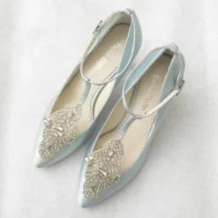 ANNALISE BLUE Blue Kitten Heel Wedding Shoes Vintage Bridal Heels