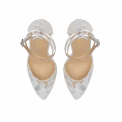 FREYA Mesh Flower Illusion Dusty Blue Bridal Shoes Wedding