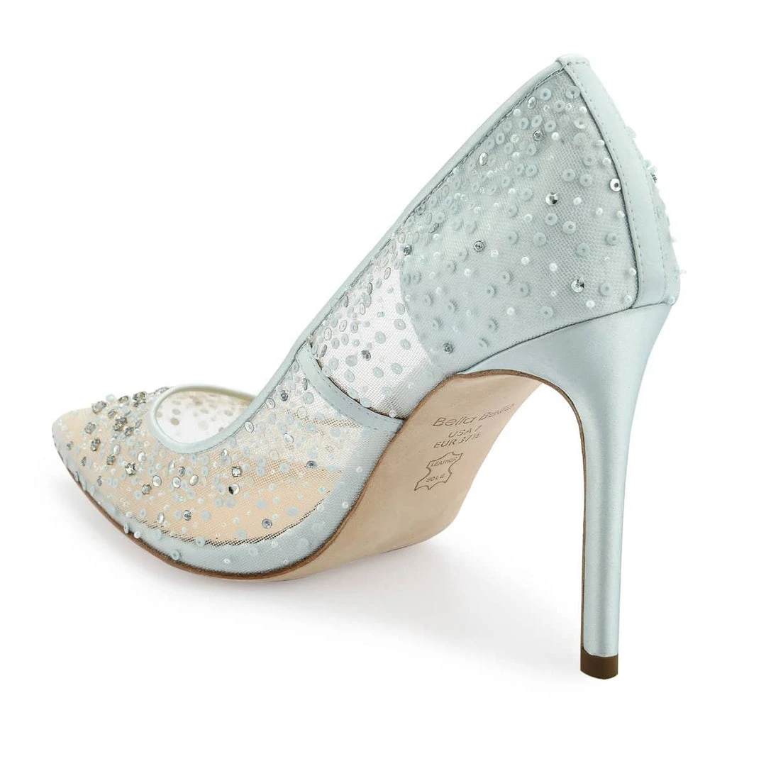 ELSA BLUE Something Blue Cinderella Wedding Heels / Blue Sequin Pumps For Evening Wear 5 ELSA BLUE Something Blue Cinderella Wedding Heels / Blue Sequin Pumps For Evening Wear
