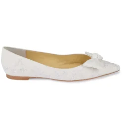 LAVENDER Wedding White Embroidered Flats With Bows By Joy Proctor 9 LAVENDER Wedding White Embroidered Flats With Bows By Joy Proctor